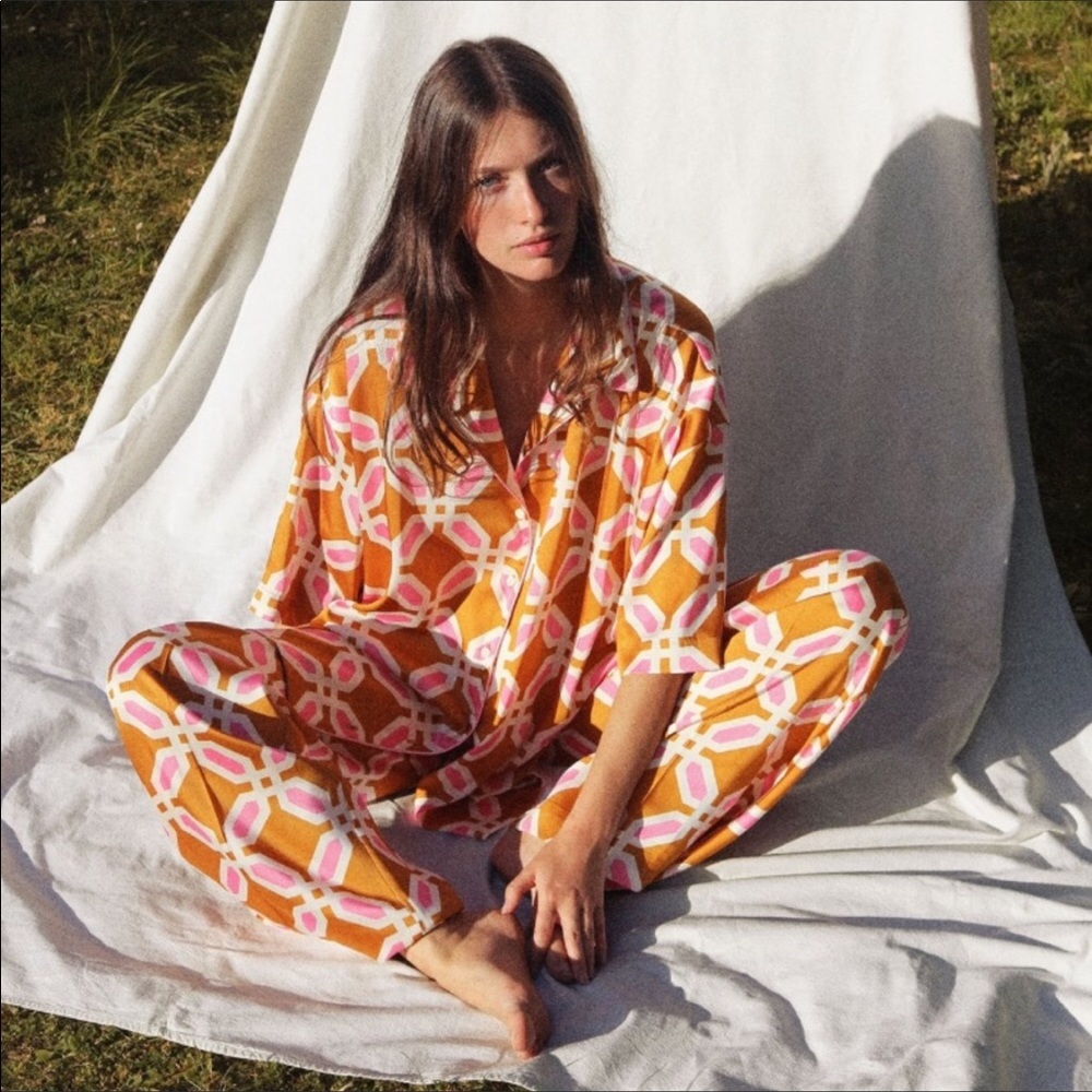 Zara geometric print pajama style pants